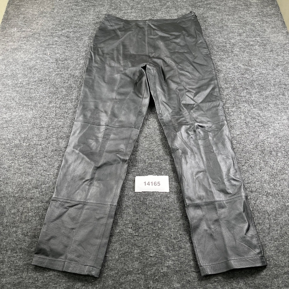 Pacific Rose Biker Pants Womens 8 Black Leather Lined Straight Leg Side Zip